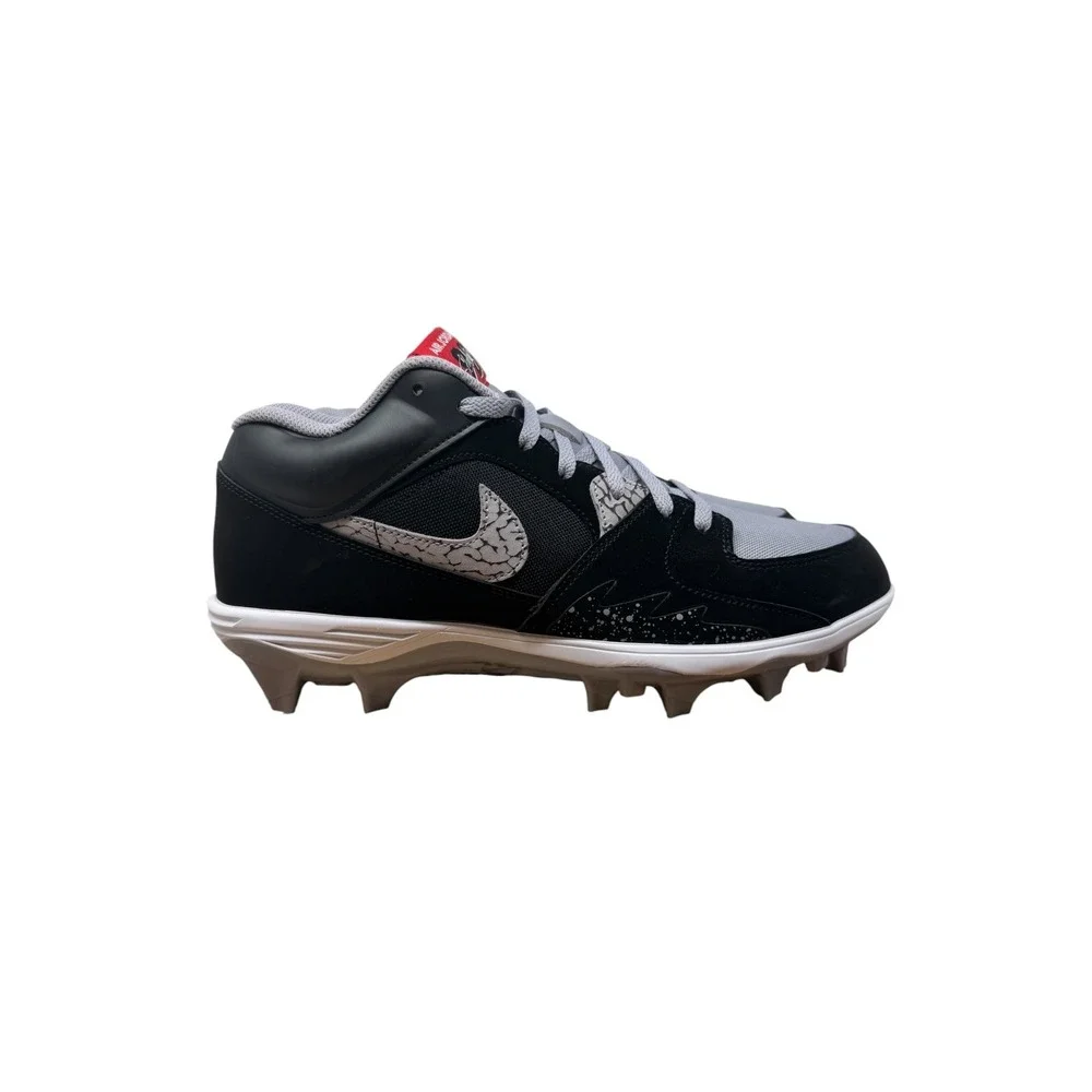 Jordan 4 Retro MCS Baseball Cleats Mens 12 Black Grey HQ0210-060 Elephant Print